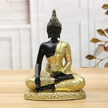 Статуя На Буда Тайланд Скулптура На Буда Позлатен Смола С Ръчно Изработени Будизма Хиндуистки На Фън Шуй Статуетка На Медитация Начало Декор
