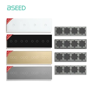 Стъклен панел BSEED 299 мм само Четырехместная Панел Сензорен превключвател 1/2 / 3Gang с Метална основа, Без Електрически части Стандарт на ЕС