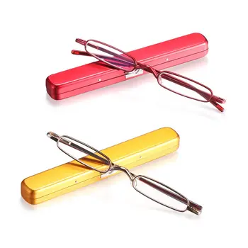 Тънки Очила за четене в метална Рамка с анти-синя Светлина, Преносими Очила за четене със скоба за дръжките, здравината на 1.0 ~ 4.0, както Леки мини-Очила за Четене