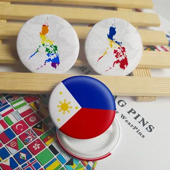 Филипините Флаг Карта Купа Бутони-Икони на ЛГБТ Гей Дъгова Гордост Купа Бутони-Икони