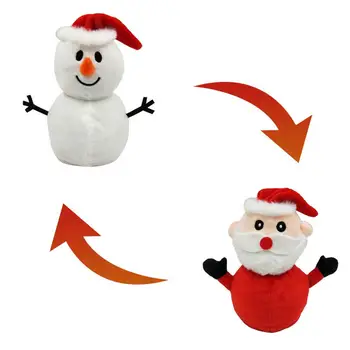 Флип Коледна Плюшен Кукла Обръщане На Плюшено Мече, Снежен Човек Играчка Двустранен Дизайн Играчка Плюшен Дядо Коледа, Снежен Човек Мека Кукла Крис