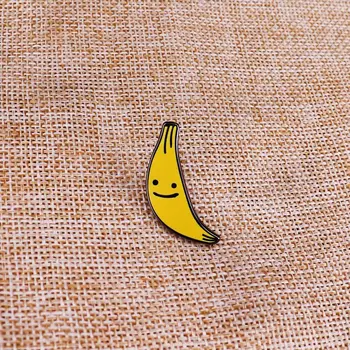 Честит Банан Твърда Эмалевая Жени Сладък Усмивка Плодови Брошка В Жълто