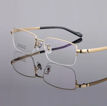 широчина-155 ультралегкие рамки за очила от чист титан, с Голямо лице, делови мъж, късогледство, рамки за очила с половин рамки, 8911eyewear